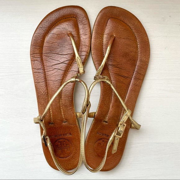 Tory Burch Gold/Tan Thong Sandals - Picture 2 of 5
